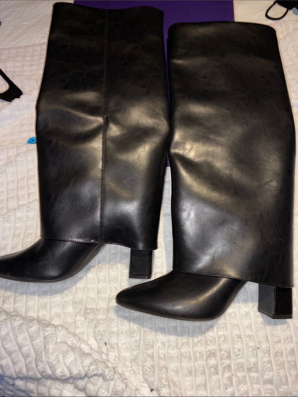Madden Girl Black Knee-High Block Heel Boots